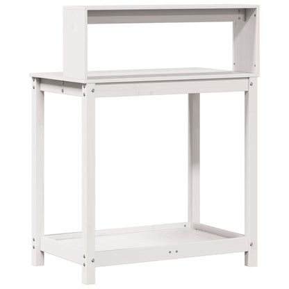 vidaXL Potting Table with Shelves White 82.5x50x109.5 cm Solid Wood Pine