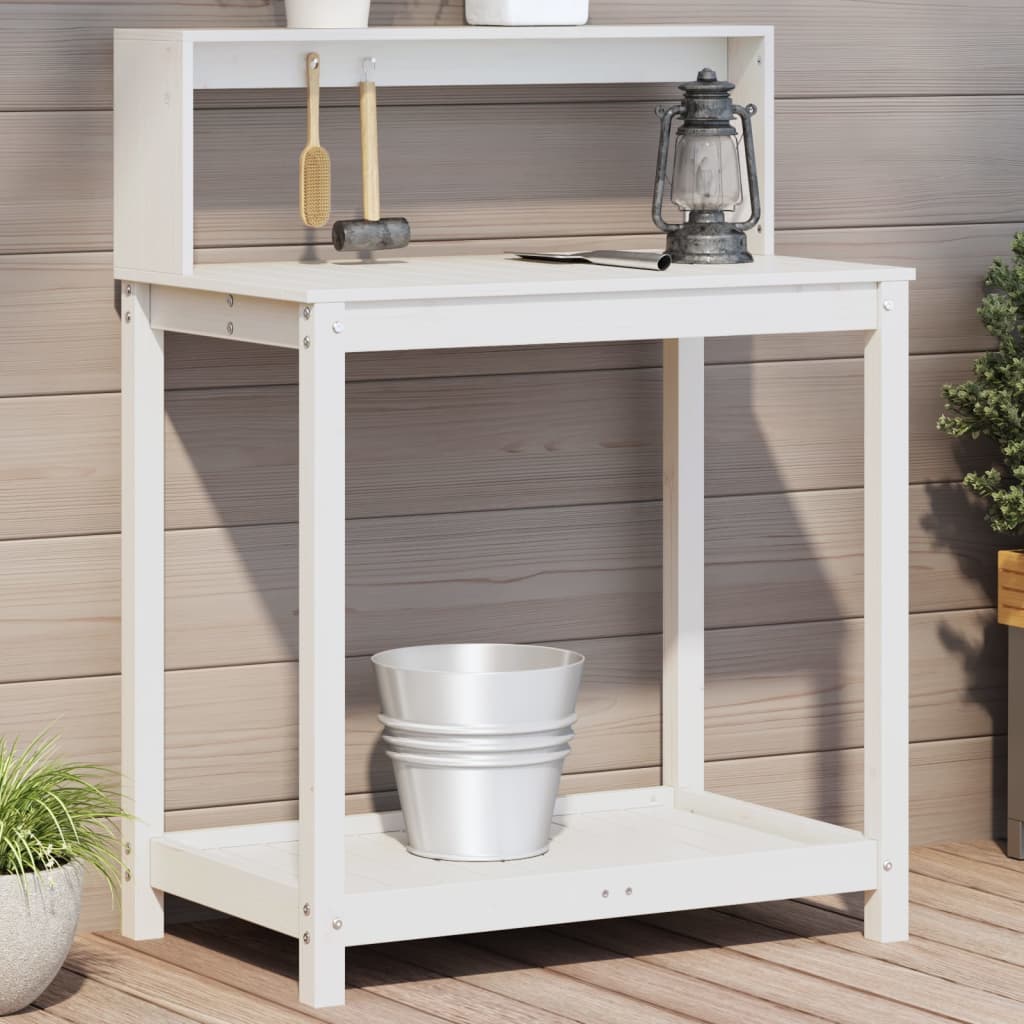 vidaXL Potting Table with Shelves White 82.5x50x109.5 cm