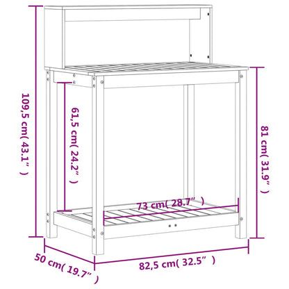 vidaXL Potting Table with Shelves 82.5x50x109.5 cm Solid Wood Douglas