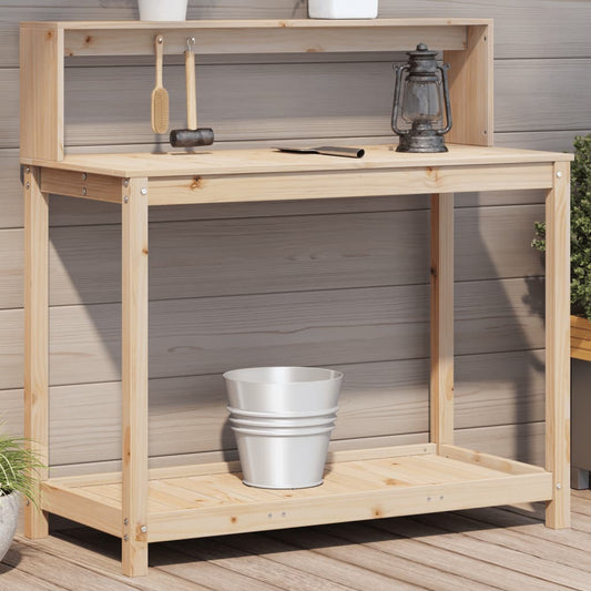 vidaXL Potting Table with Shelves 108x50x109,5 cm Solid Wood Pine