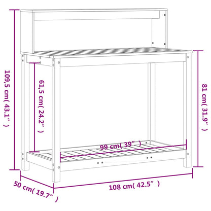 vidaXL Potting Table with Shelves 108x50x109.5 cm Solid Wood Douglas