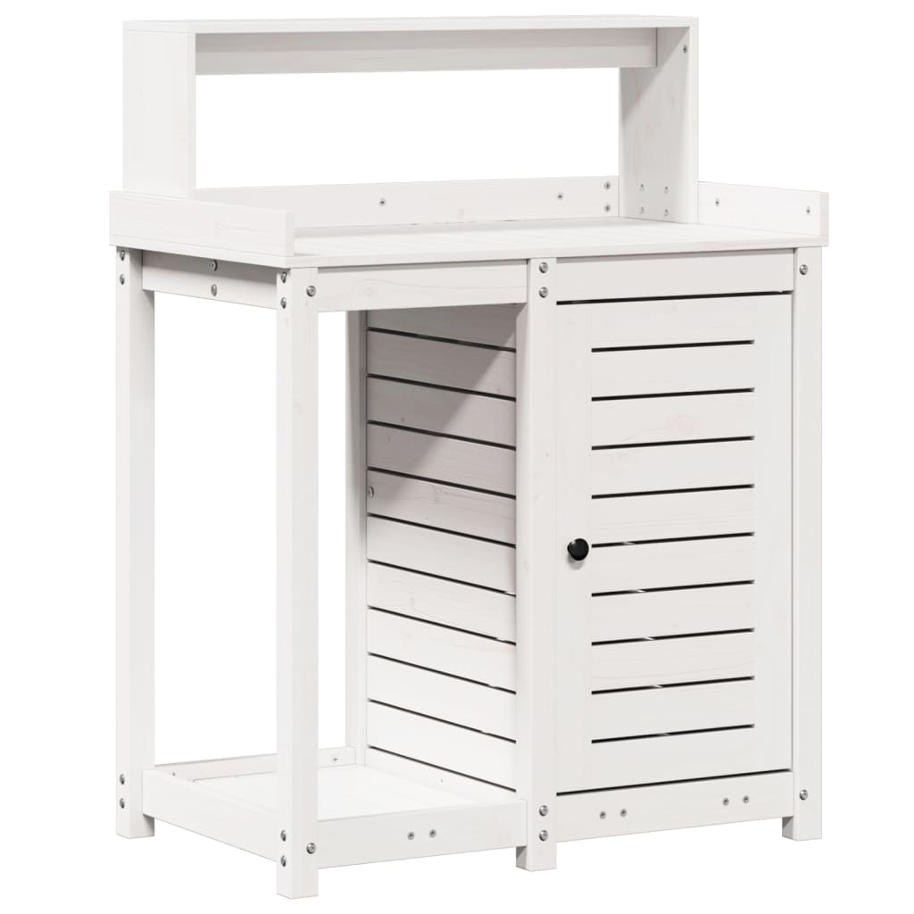 vidaXL Potting Table with Shelves White 82.5x50x109.5 cm Solid Wood Pine