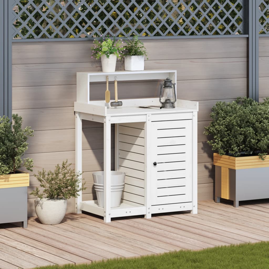 vidaXL Potting Table with Shelves White 82.5x50x109.5 cm