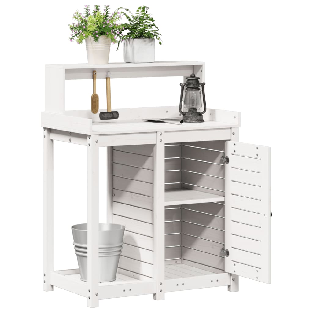 vidaXL Potting Table with Shelves White 82.5x50x109.5 cm