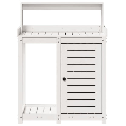 vidaXL Potting Table with Shelves White 82.5x50x109.5 cm Solid Wood Pine