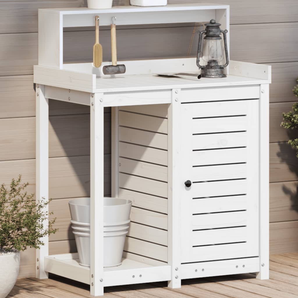 vidaXL Potting Table with Shelves White 82.5x50x109.5 cm