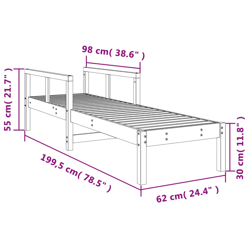 vidaXL Sun Lounger 199.5x62x55 cm Impregnated Wood Pine