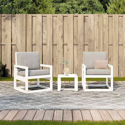vidaXL 3 Piece Garden Lounge Set White Solid Wood Pine