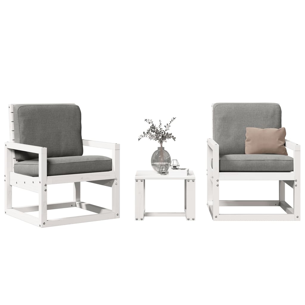 vidaXL Garden Lounge Set | White | Solid Pine Wood | Medium | Modular