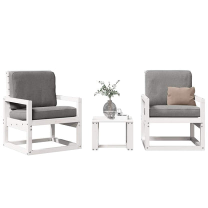 vidaXL 3 Piece Garden Lounge Set White Solid Wood Pine
