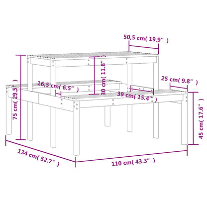 vidaXL Picnic Table 110x134x75 cm Solid Wood Douglas