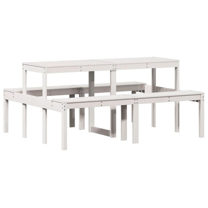 vidaXL Picnic Table White 160x134x75 cm Solid Wood Pine