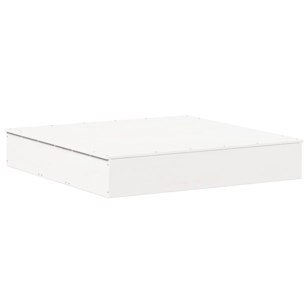 vidaXL Sandpit with Cover White 111x111x19,5 cm Solid Wood Pine