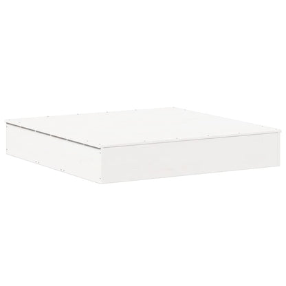 vidaXL Sandpit with Cover White 111x111x19,5 cm Solid Wood Pine