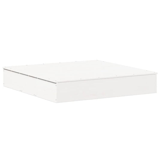 vidaXL Sandpit with Cover White 111x111x19,5 cm Solid Wood Pine