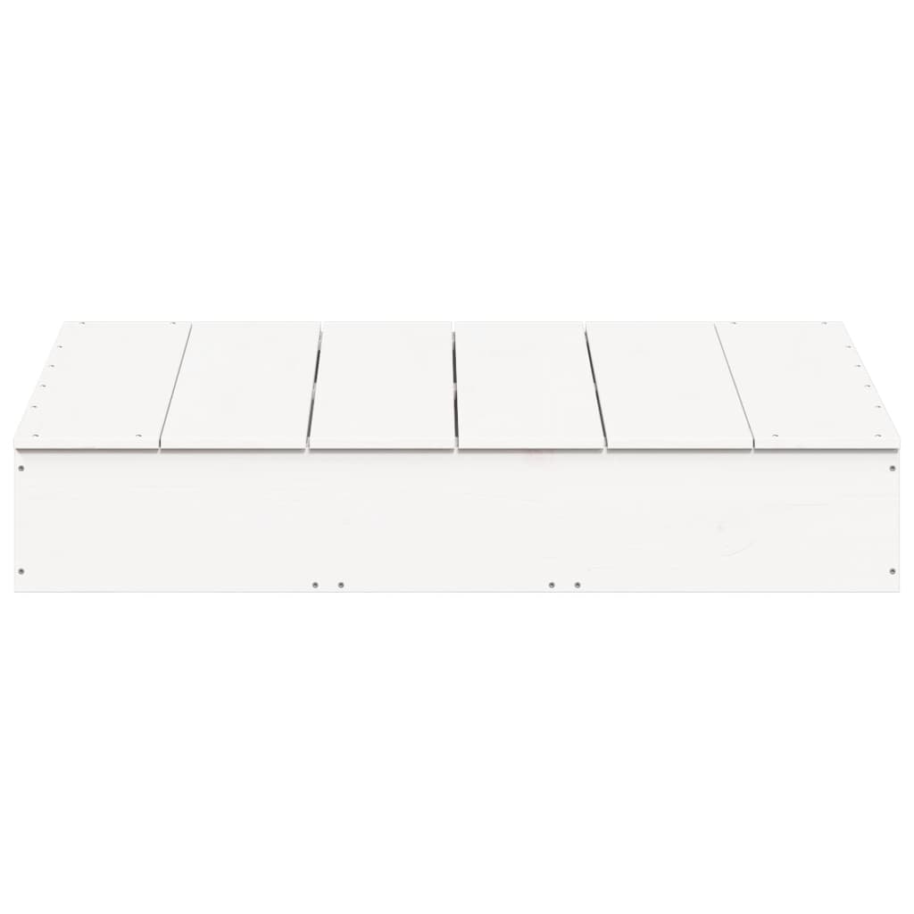 vidaXL Sandpit with Cover White 111x111x19,5 cm Solid Wood Pine