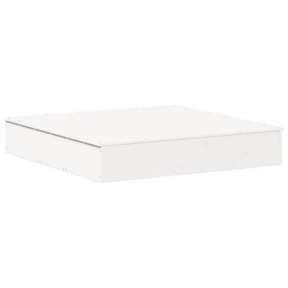 vidaXL Sandpit with Cover White 111x111x19,5 cm Solid Wood Pine
