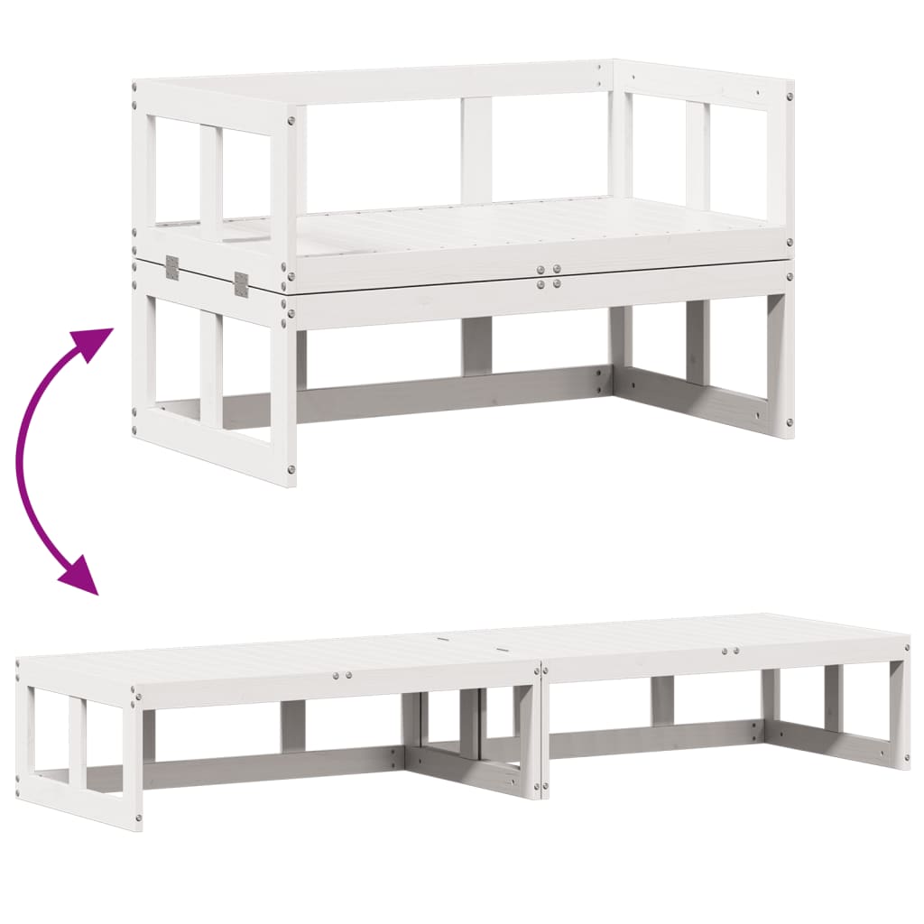 vidaXL Garden Sofa Bench Extendable White Solid Wood Pine