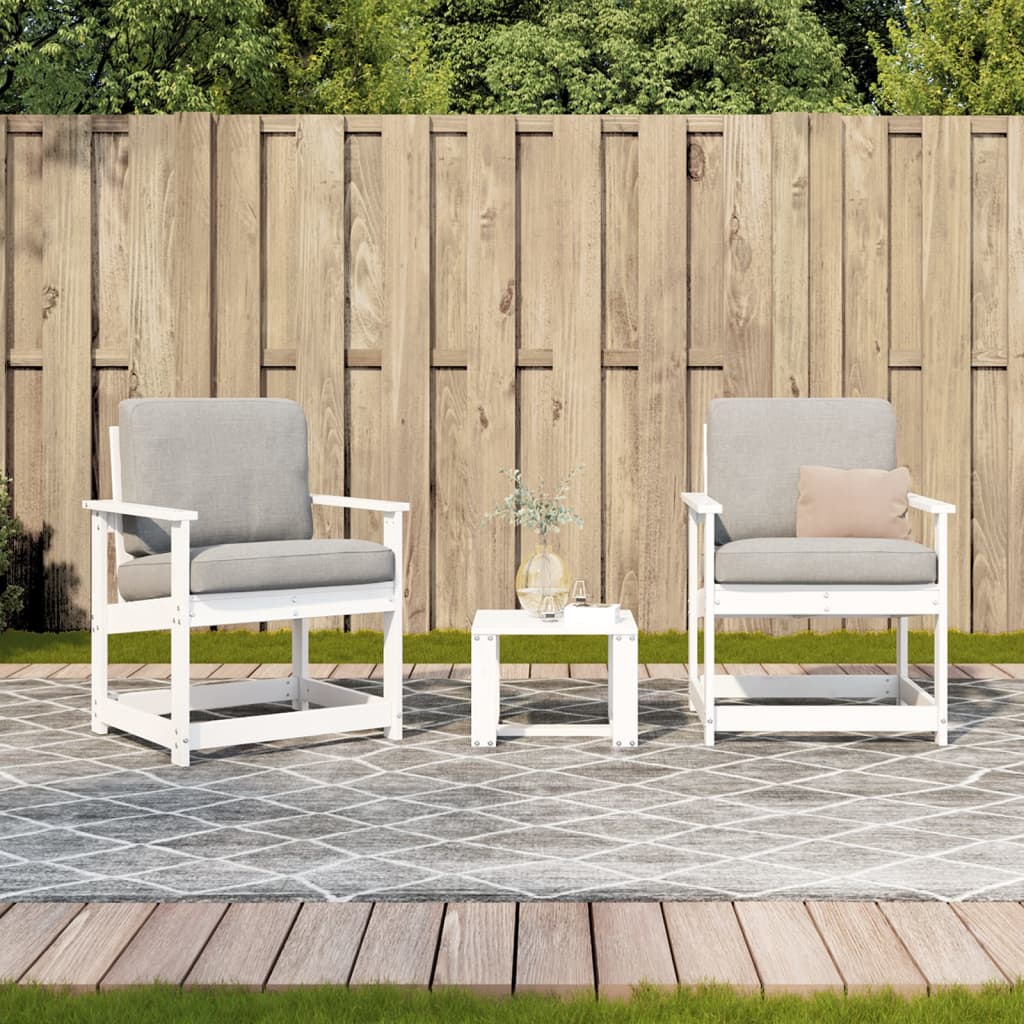 vidaXL 3 Piece Garden Lounge Set White Solid Wood Pine