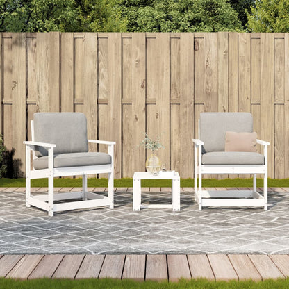 vidaXL 3 Piece Garden Lounge Set White Solid Wood Pine