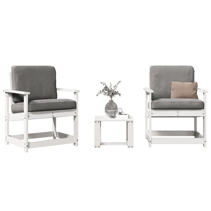 vidaXL 3 Piece Garden Lounge Set White Solid Wood Pine