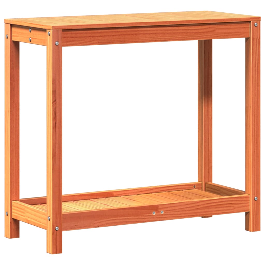 vidaXL Potting Table with Shelf Wax Brown 82.5x35x75 cm Solid Wood Pine