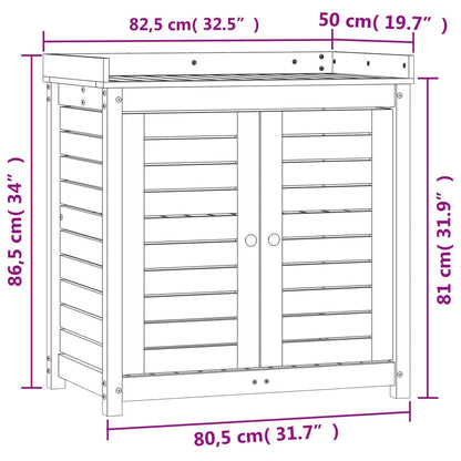vidaXL Potting Table with Shelves Brown 82.5x50x86.5 cm Solid Wood Pine