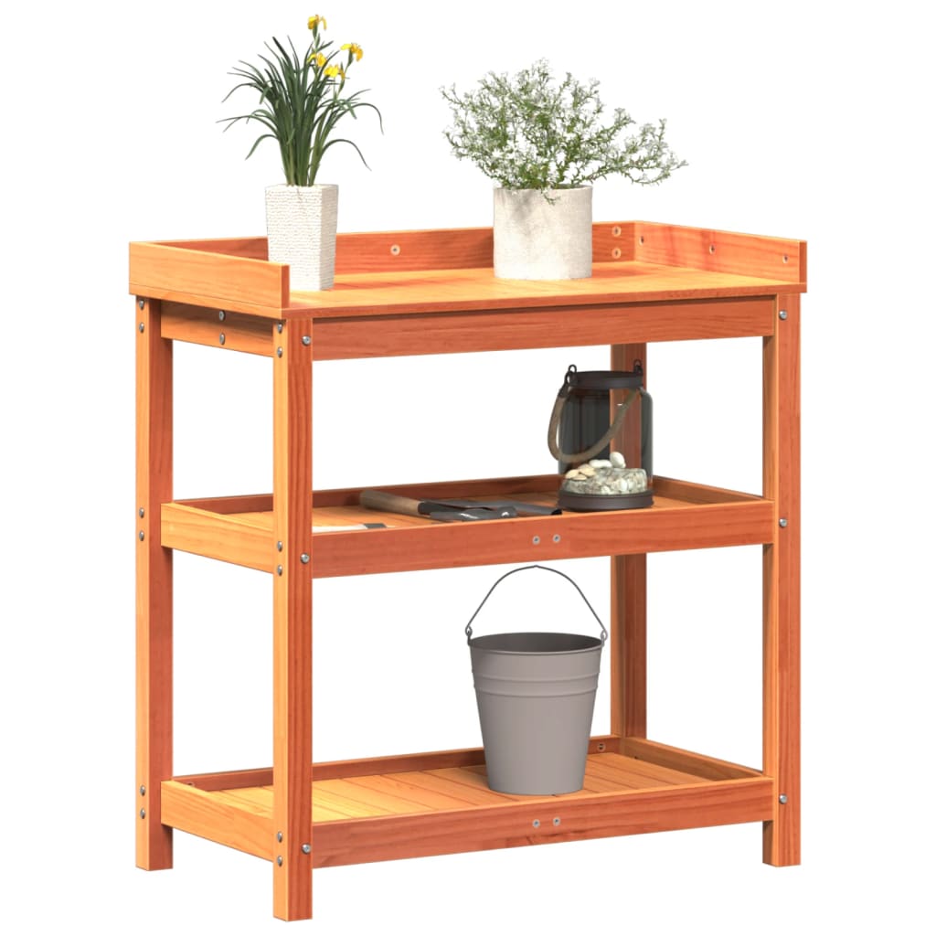 vidaXL Potting Table with Shelves Brown 82,5x45x86,5 cm Solid Wood Pine