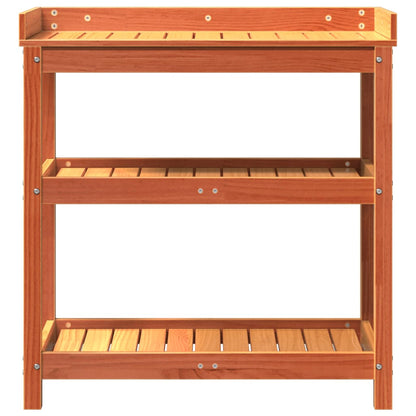 vidaXL Potting Table with Shelves Brown 82,5x45x86,5 cm Solid Wood Pine