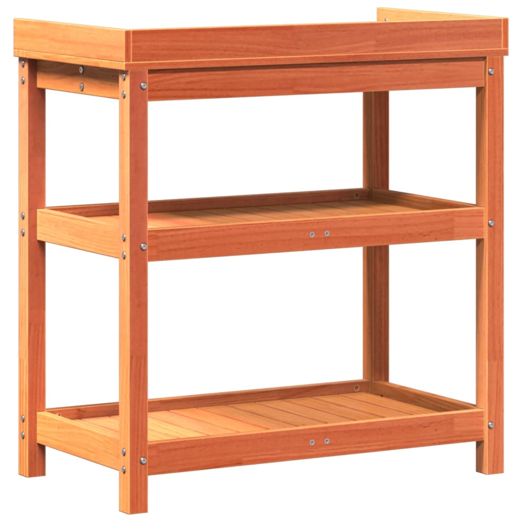vidaXL Potting Table with Shelves Brown 82,5x45x86,5 cm Solid Wood Pine