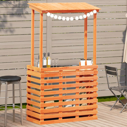 vidaXL Outdoor Bar Table with Roof Brown 112.5x57x195.5 cm Solid Wood