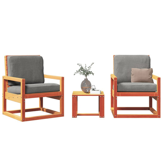 vidaXL Garden Lounge Set | Wax brown | Solid pine wood | 3 Piece Set | Durable