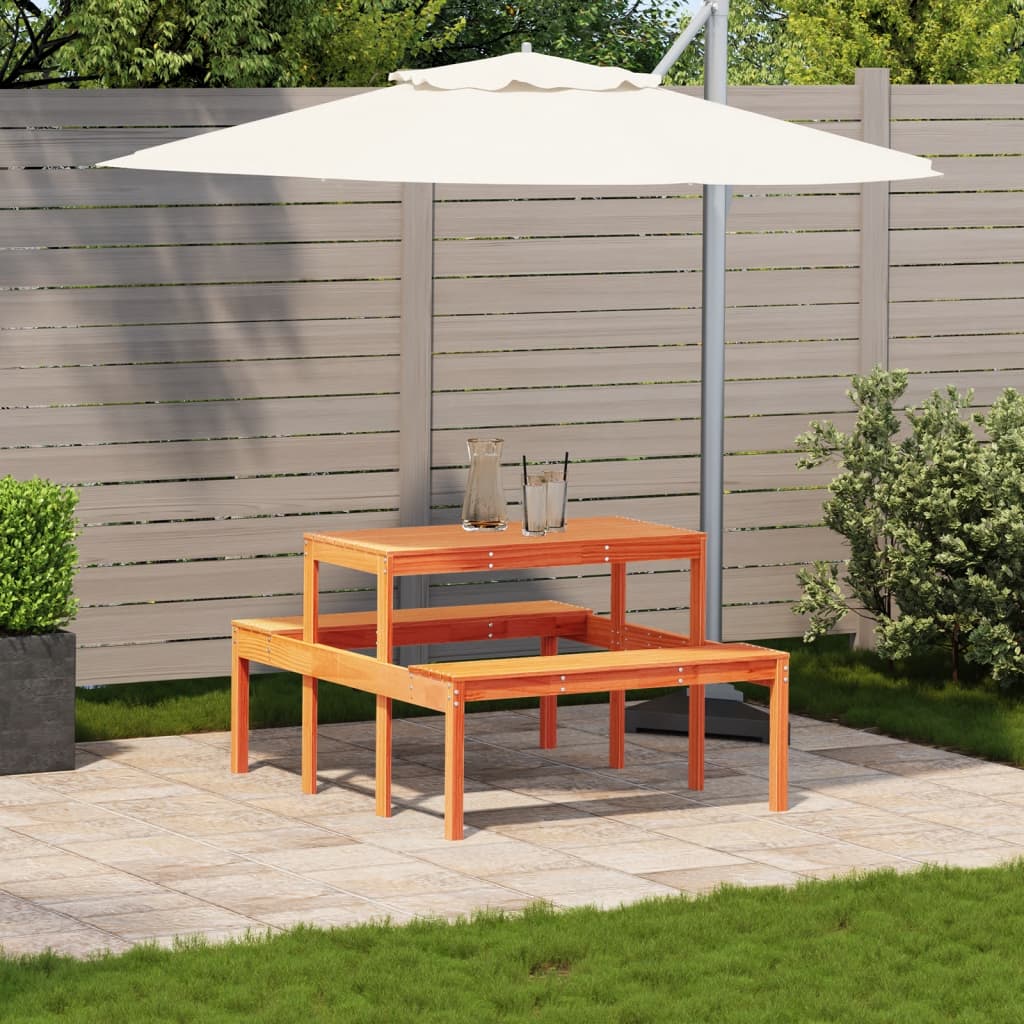 vidaXL Picnic Table Wax Brown 110x134x75 cm Solid Wood Pine