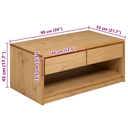 vidaXL Coffee Table "SAUDA" Oak 99x55x45 cm Solid Wood Pine