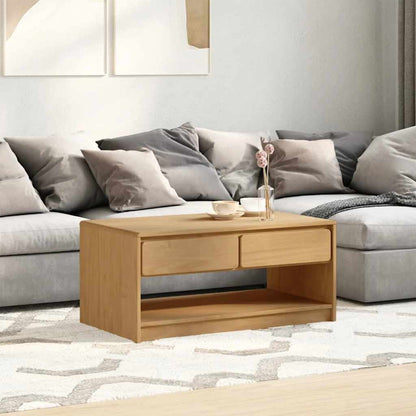 vidaXL Coffee Table "SAUDA" Oak 99x55x45 cm Solid Wood Pine