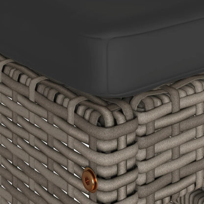 vidaXL Garden Bar Stools with Cushions 2 pcs Grey Poly Rattan