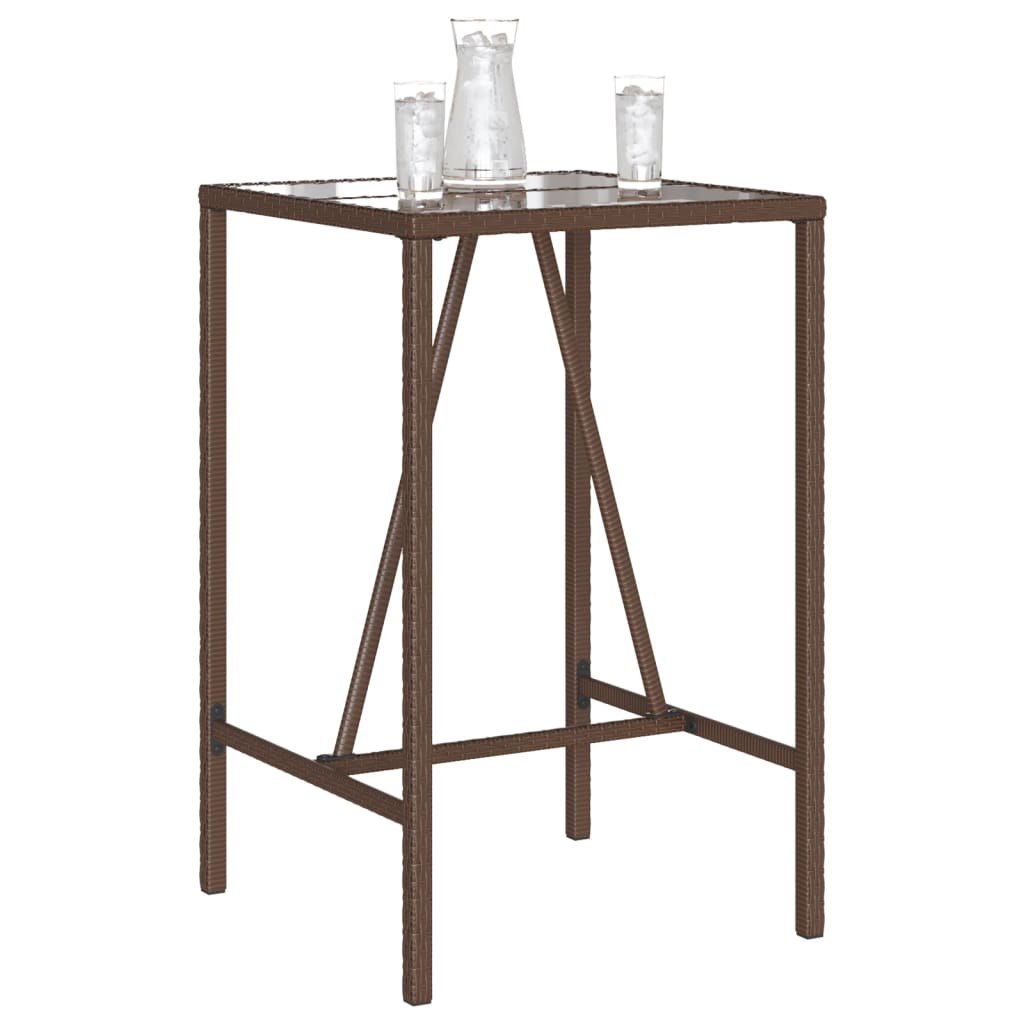 vidaXL Outdoor Bar Table Brown 70x70x110 cm Poly Rattan