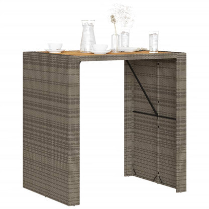 vidaXL Garden Bar Table with Acacia Wood Top Grey 105x80x110 cm Poly Rattan