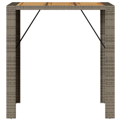 vidaXL Garden Bar Table with Acacia Wood Top Grey 105x80x110 cm Poly Rattan