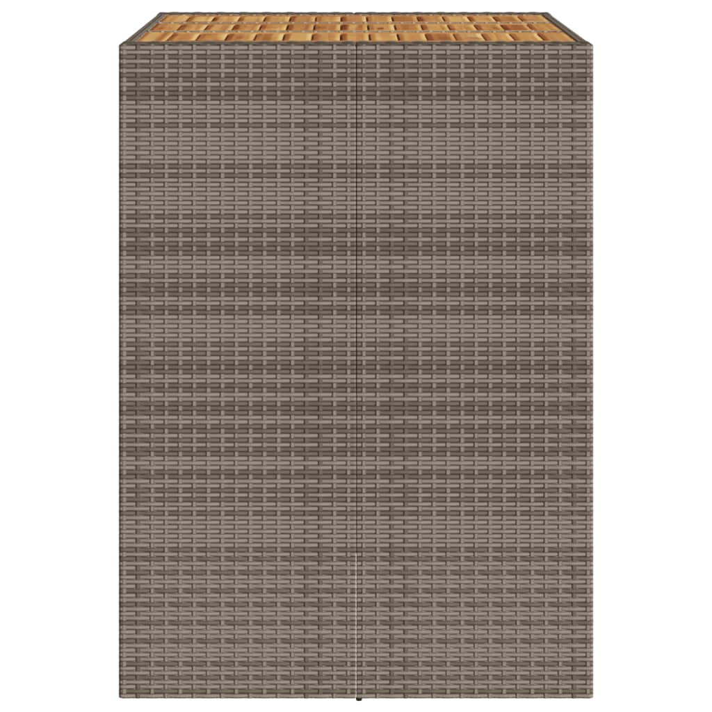 vidaXL Garden Bar Table with Acacia Wood Top Grey 105x80x110 cm Poly Rattan