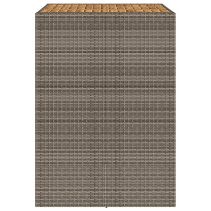 vidaXL Garden Bar Table with Acacia Wood Top Grey 105x80x110 cm Poly Rattan