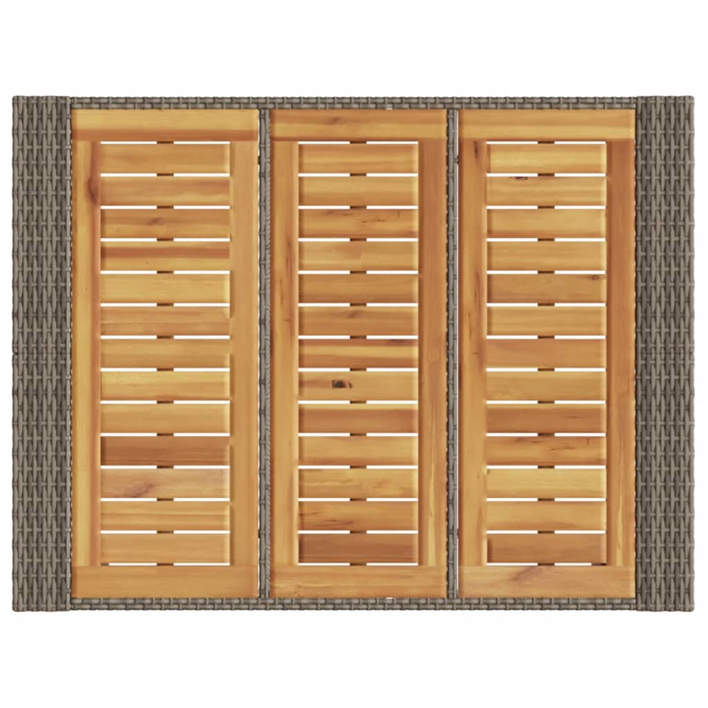vidaXL Garden Bar Table with Acacia Wood Top Grey 105x80x110 cm Poly Rattan