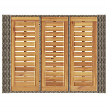 vidaXL Garden Bar Table with Acacia Wood Top Grey 105x80x110 cm Poly Rattan