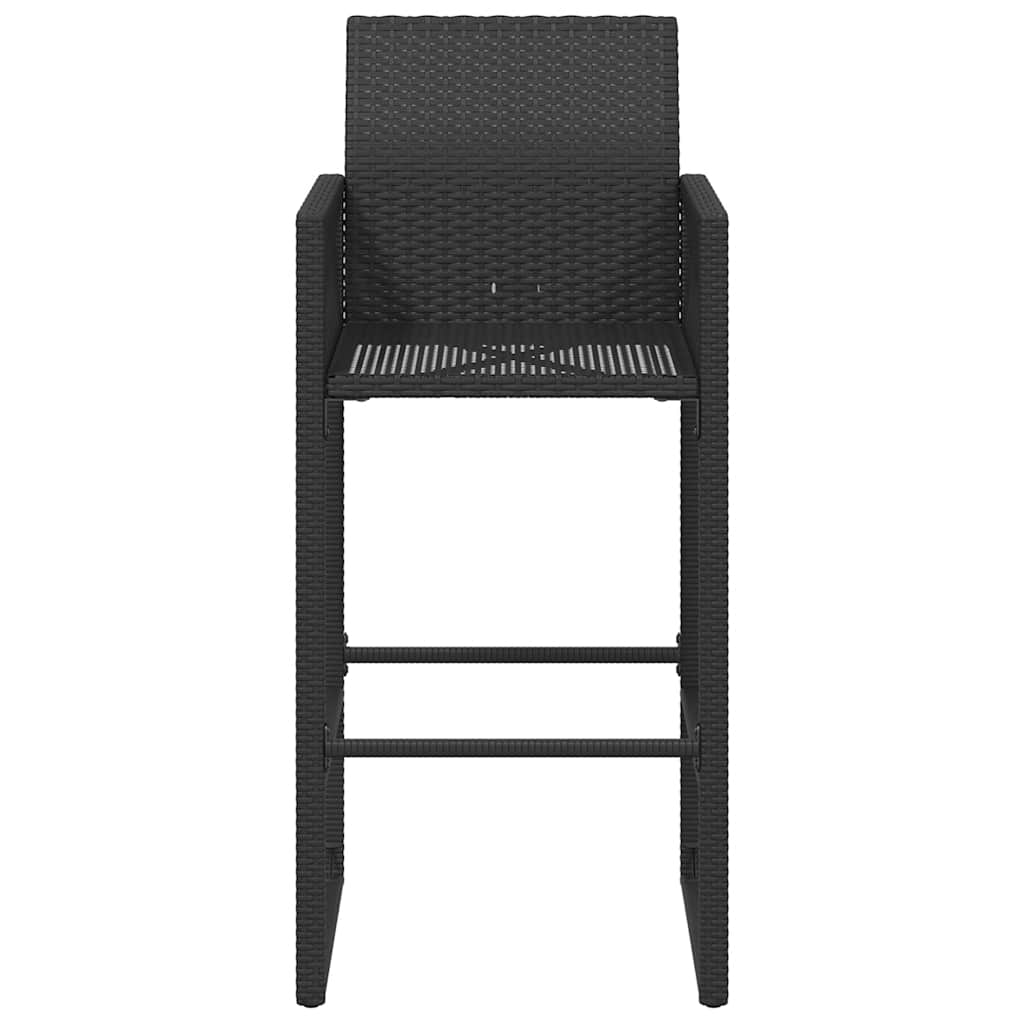 vidaXL Garden Bar Stools 2 pcs Black Poly Rattan