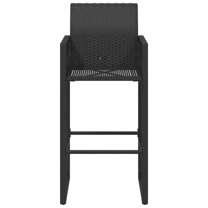 vidaXL Garden Bar Stools 2 pcs Black Poly Rattan