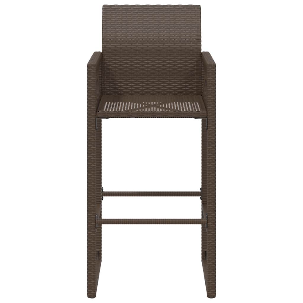 vidaXL Garden Bar Stools 2 pcs Brown Poly Rattan