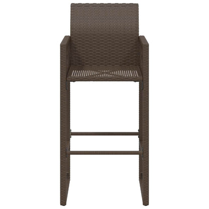 vidaXL Garden Bar Stools 2 pcs Brown Poly Rattan