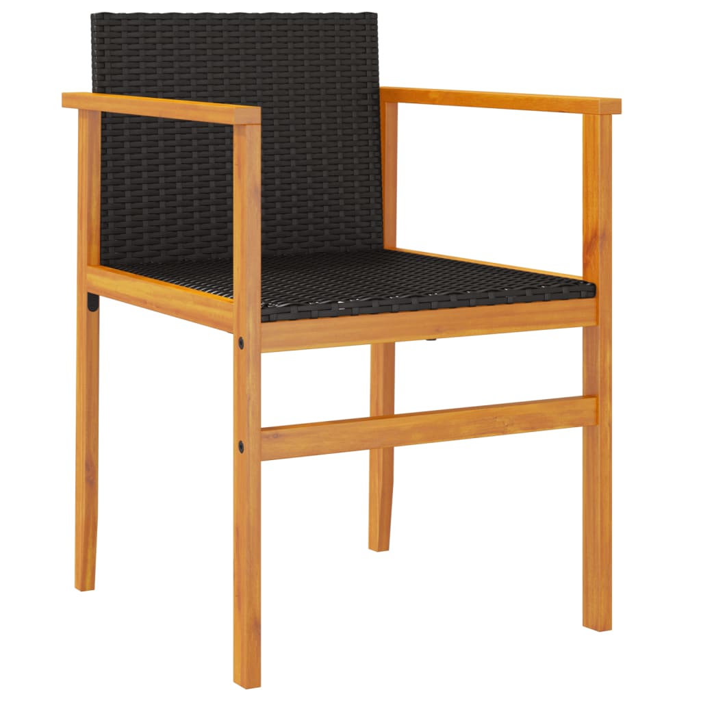 vidaXL Garden Chairs 2 pcs Black Poly Rattan&Solid Wood