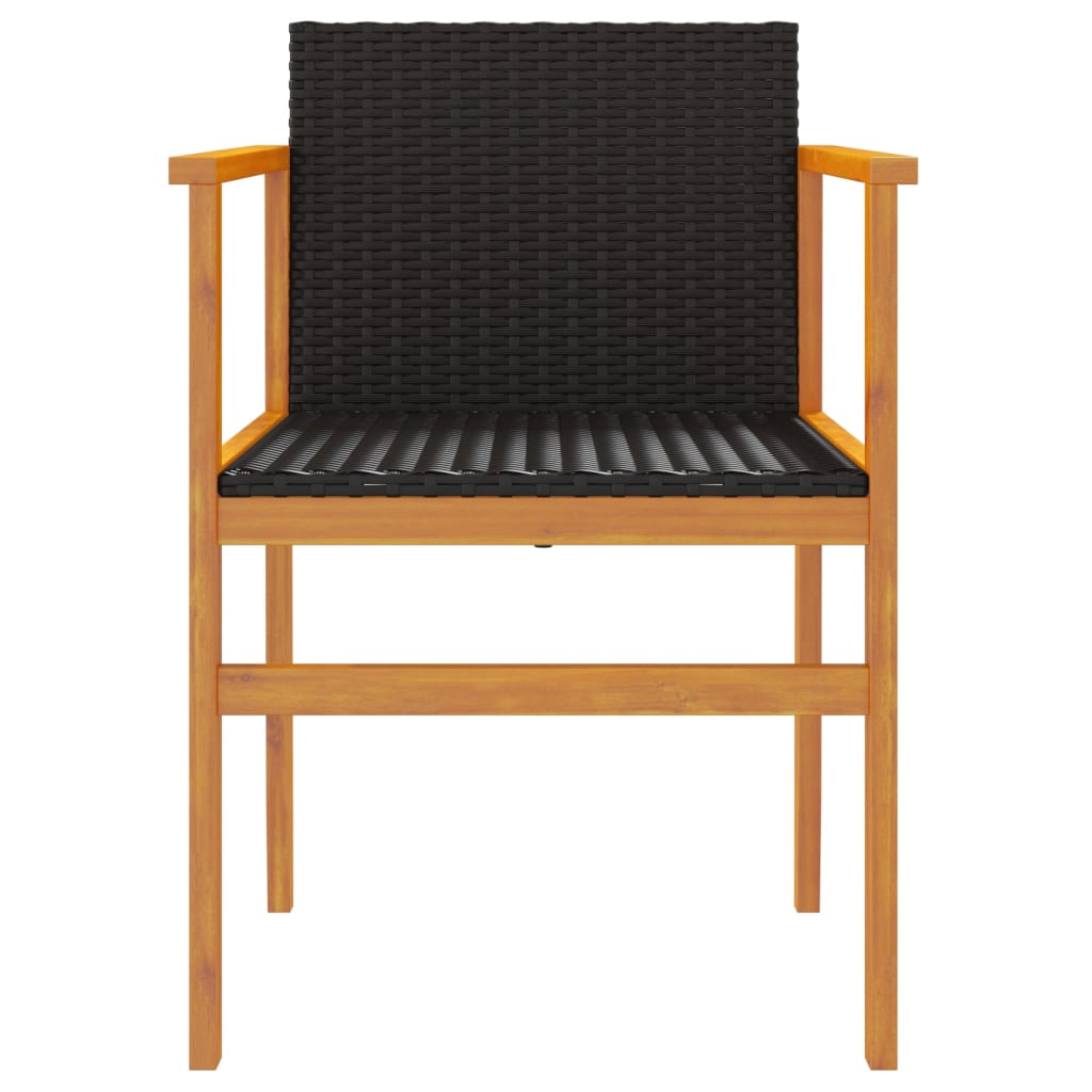 vidaXL Garden Chairs 2 pcs Black Poly Rattan&Solid Wood