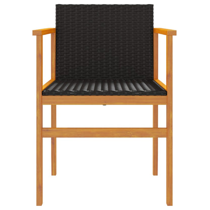 vidaXL Garden Chairs 2 pcs Black Poly Rattan&Solid Wood